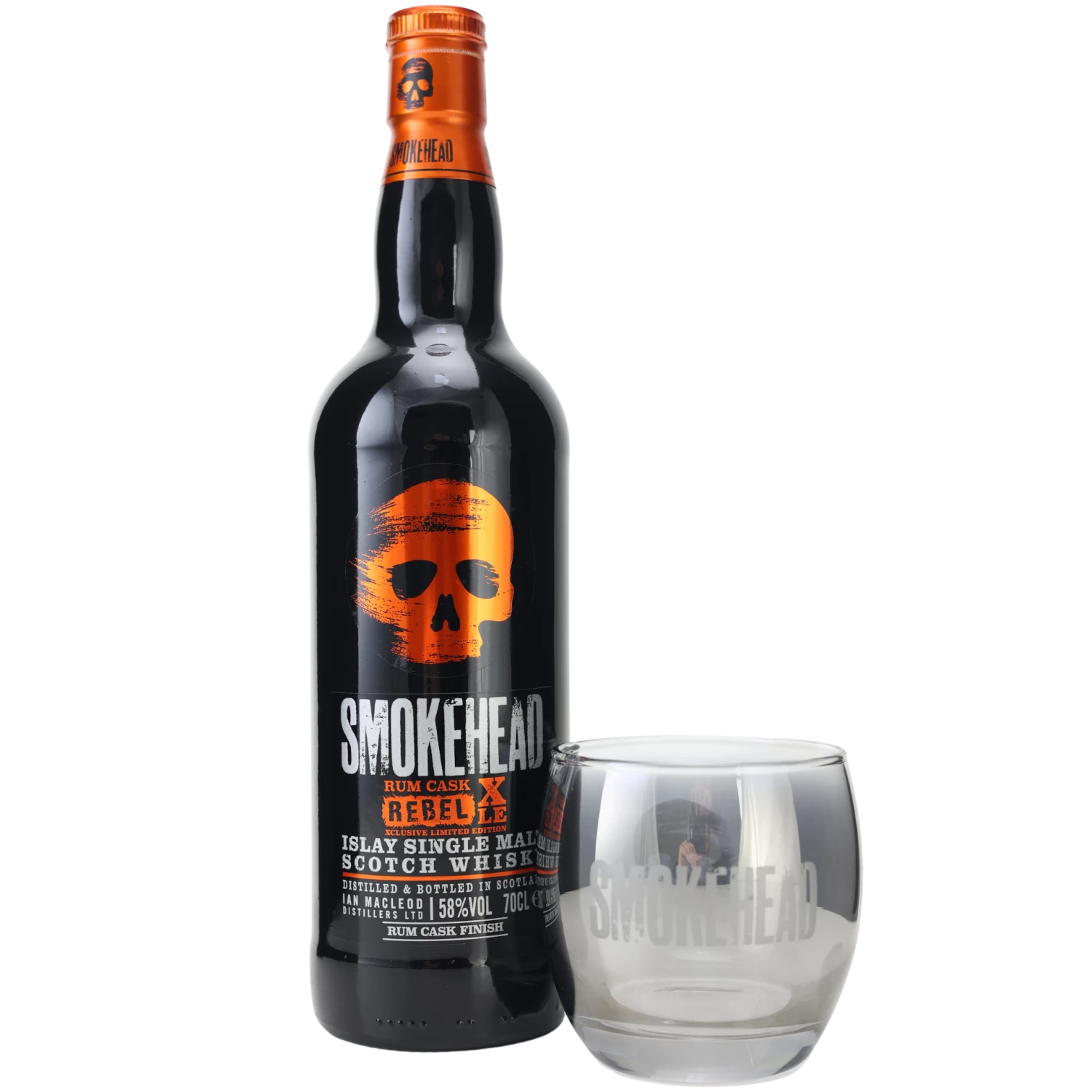 Smokehead Rum Cask Rebel XLE Single Malt Whisky 58% 0,7l + Tumbler 3 Smokehead Rum Cask Rebel XLE Single Malt Whisky 58% 0,7l + Tumbler