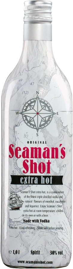 Seamans Shot Vodka - Extra Hot 30% 1,0l 3 Seamans Shot Vodka - Extra Hot 30% 1,0l