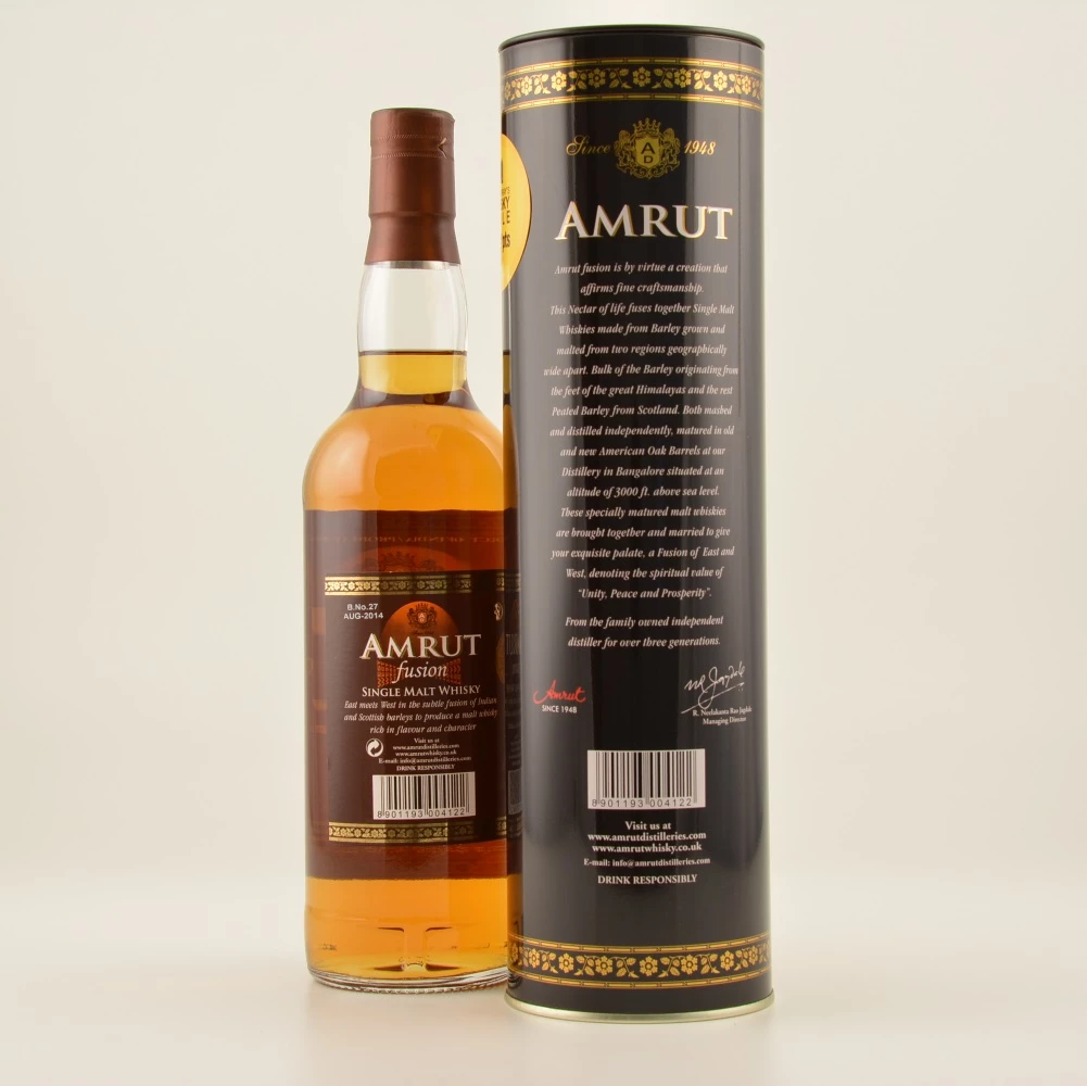 Amrut Fusion Indian Whisky 0,7l 50% 6 Amrut Fusion Indian Whisky 0,7l 50% – Bild 4