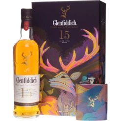 Glenfiddich 15 Jahre Unique Solera Reserve Speyside Whisky + Flachmann